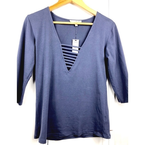 EXPRESS PEEK A BOO TOP l BLUE BLOUSE l 0760 - Picture 1 of 2